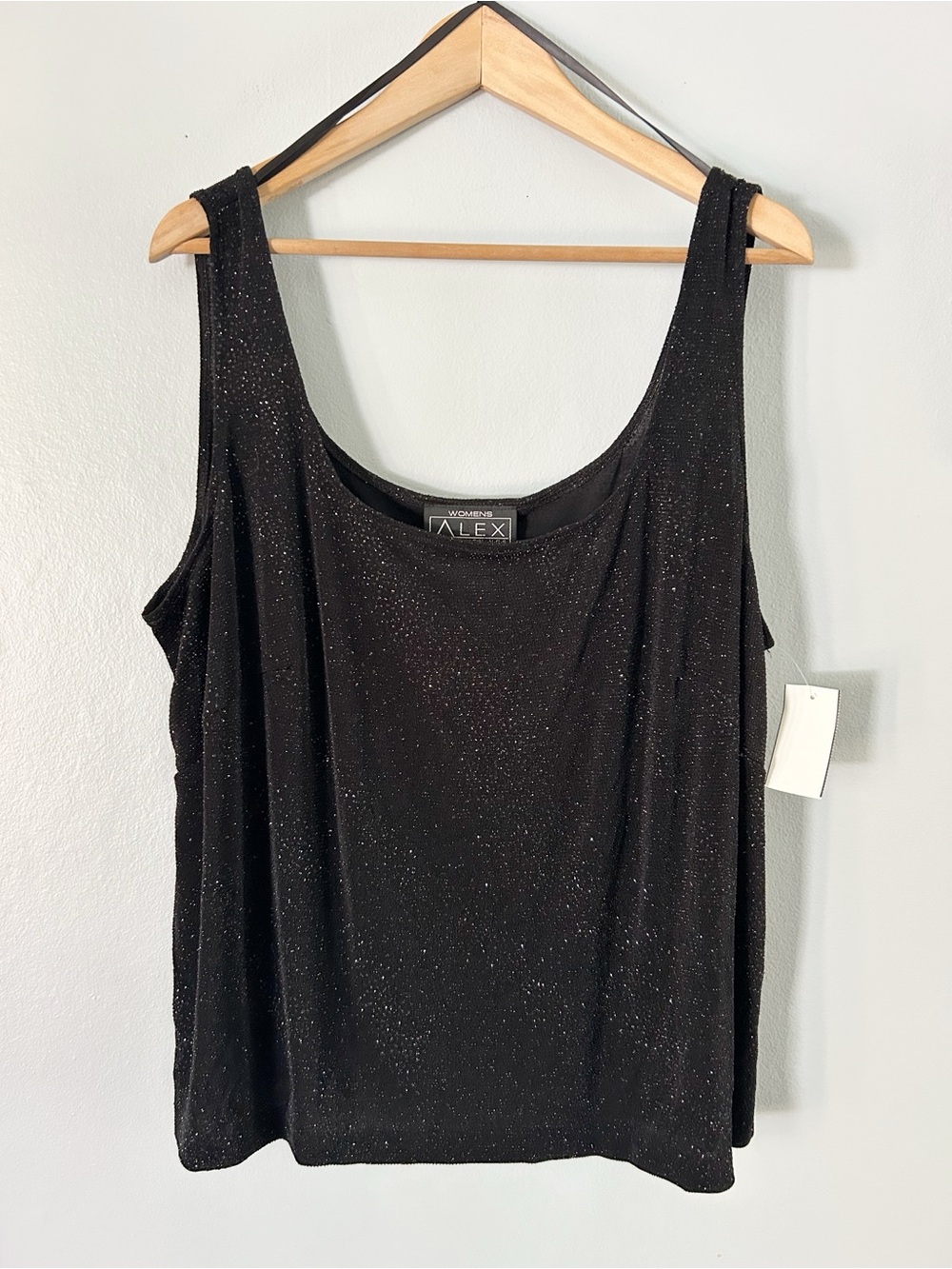 Vintage Alex Evenings Black Sparkle Scoop Neck Tank nwt